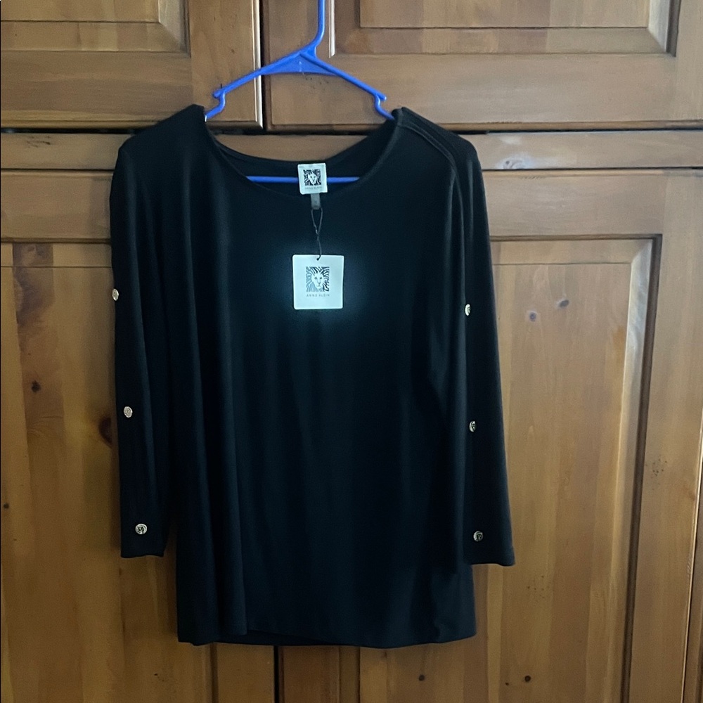 Anne Klein Elegant Black Long Sleeve Top